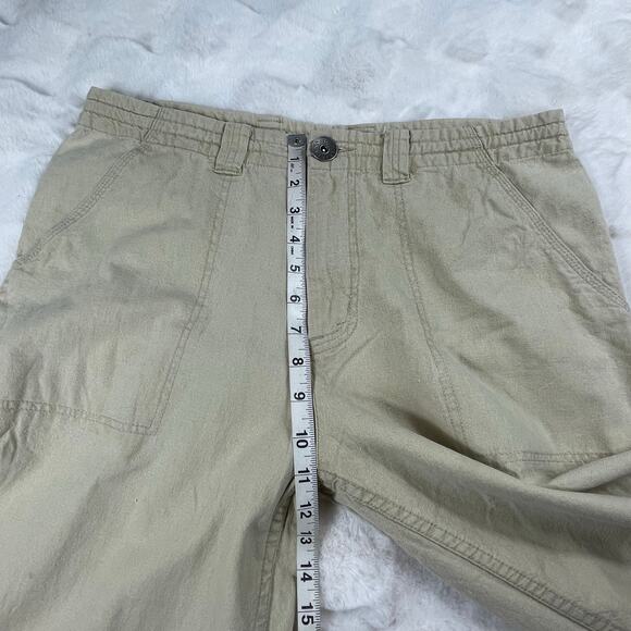 š5/$25 GUESS Linen Cotton Blend Wide Leg Relaxed Fit Mid Rise Khaki Pants 32 - Picture 11 of 16